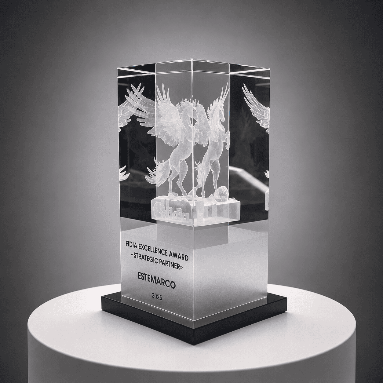 Стеклянная статуэтка с 3D-гравировкой «Fidia Excellence Award»